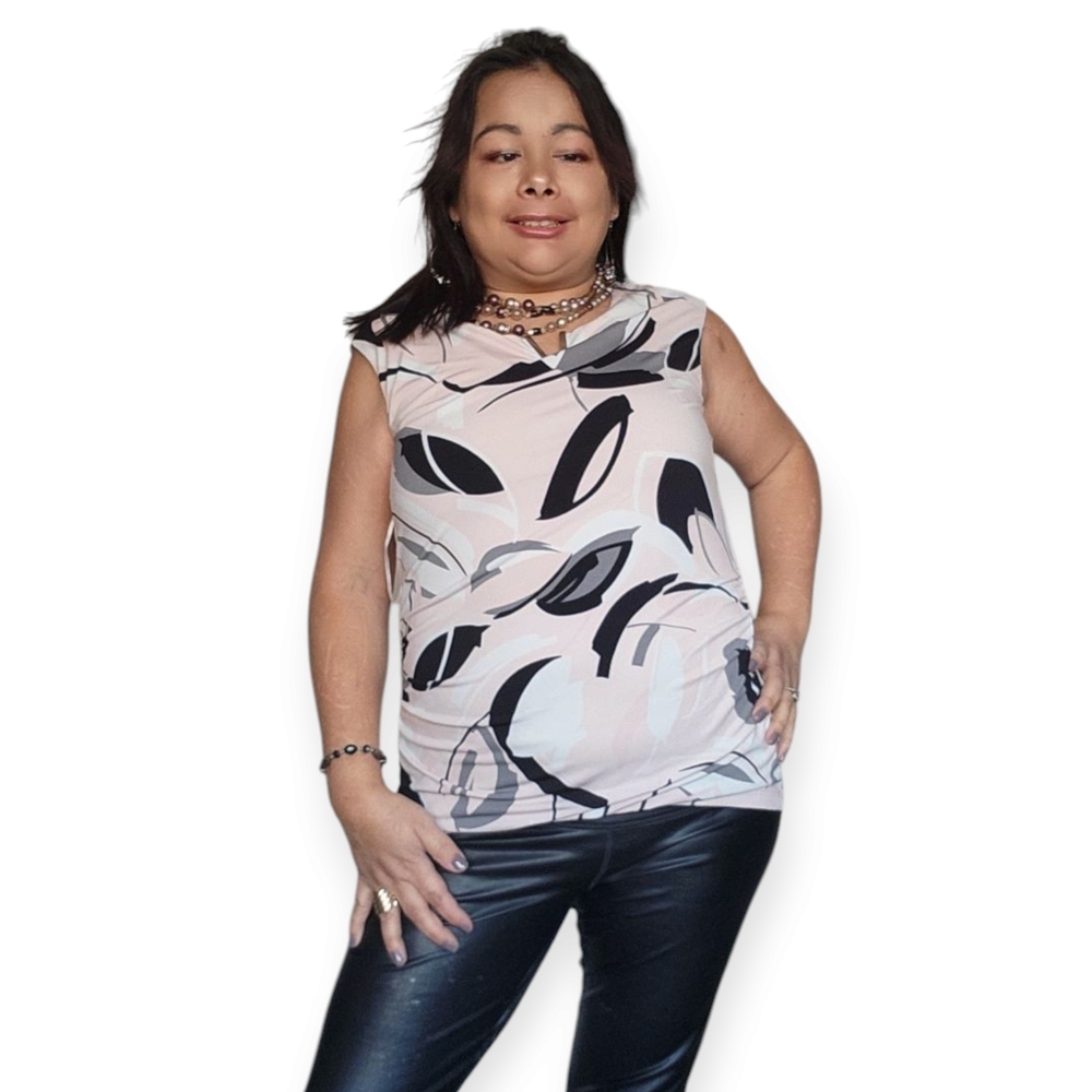 Cleo Womens Small Elegant Tank Top  Abstract Print Blouse